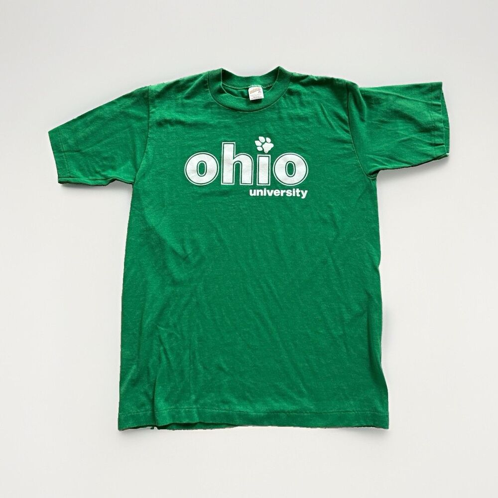 Vintage Single Stitch Ohio University Green T-Shirt Shirt Size M (38-40)